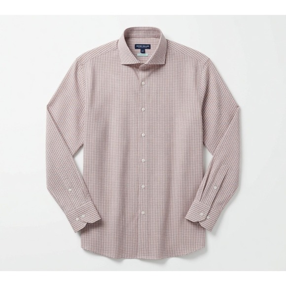 Peter Millar Other - Peter Millar Crown Crafted Flex Finish Men's Button-Up Large Red Tan Plaid NWT